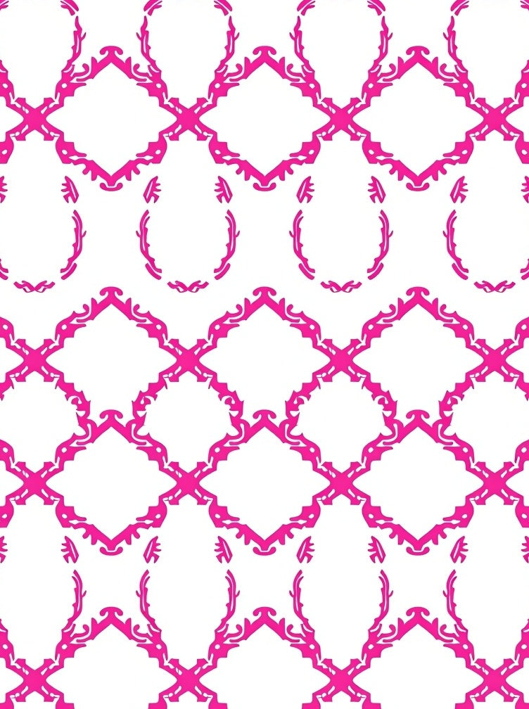 Hot Pink Ornate Lattice Oval Rug