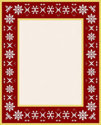 Crimson White Winter Snow Border Rug