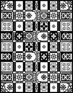 Monochrome Floral Geometric Patchwork Rug