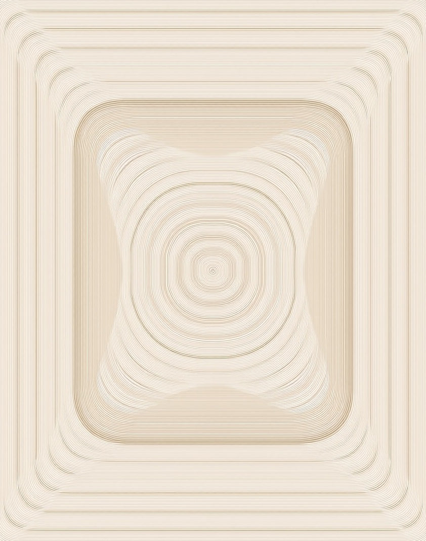 Minimalist Cream Concentric Squares Rug