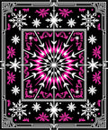 Hot Pink Snowflake Mandala Black Rug