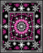Hot Pink Snowflake Mandala Black Rug