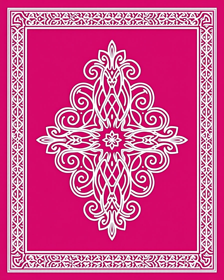 Vibrant Pink White Central Medallion Rug