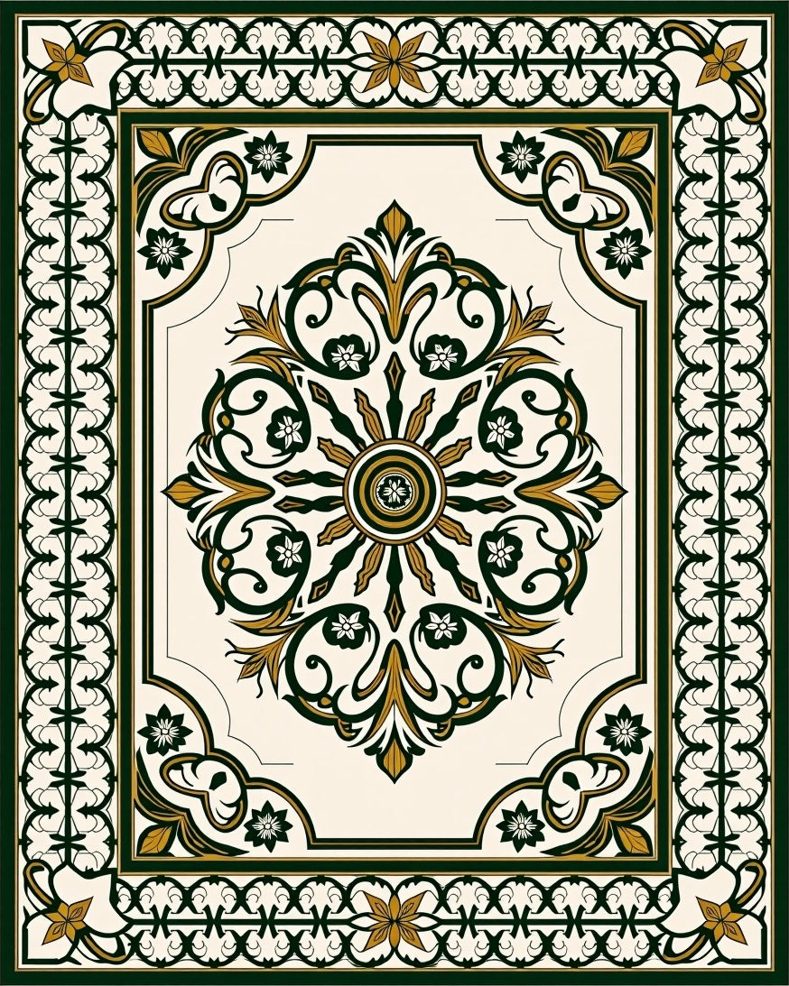 Elegant Cream Floral Sunburst Rug