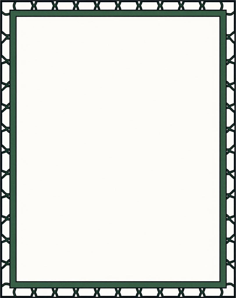 Classic Black Green Geometric Border Rug
