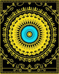Vibrant Yellow Blue Central Medallion Rug