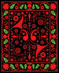Bold Red Floral Folk Art Rug