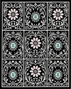 Art Nouveau Floral Black Pink Blue Rug