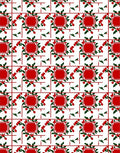 Bold Red Square Botanical Repeating Rug