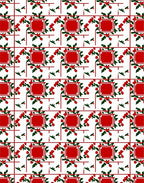 Bold Red Square Botanical Repeating Rug