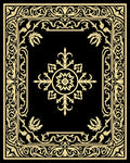 Ornate Yellow Floral Medallion Frame Rug