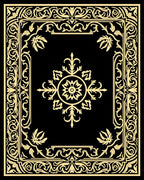 Ornate Yellow Floral Medallion Frame Rug