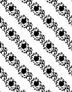 Black White Floral Scroll Arrangement Rug