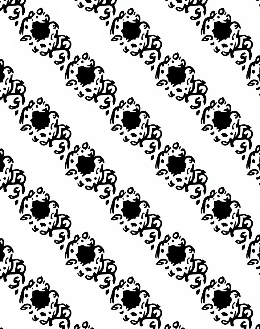 Black White Floral Scroll Arrangement Rug