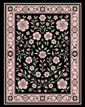 Pink floral garden black Rug