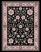 Pink floral garden black Rug