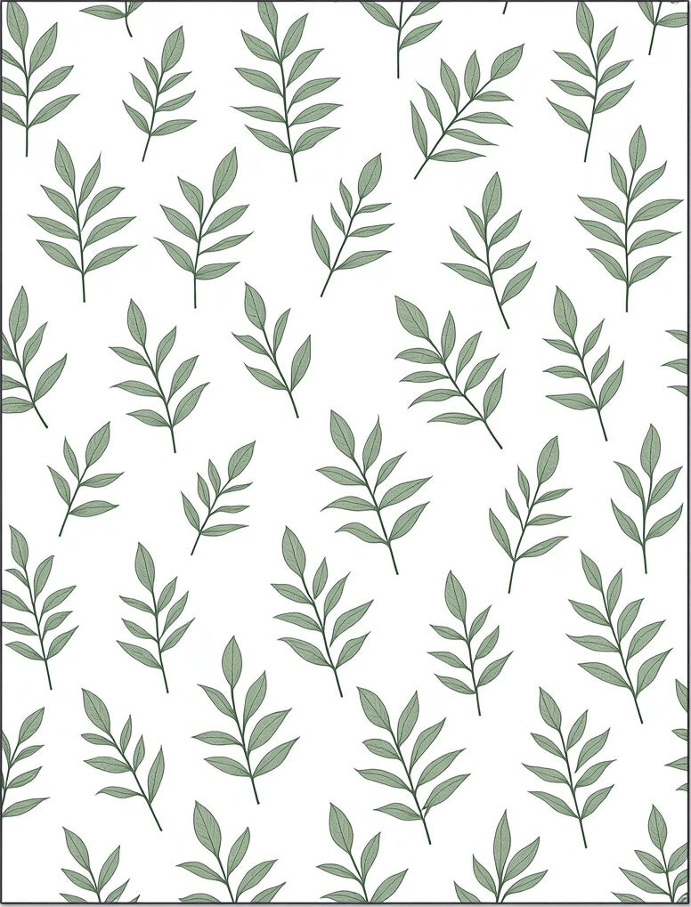 Sage Green Leafy Vine Repeating Rug
