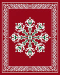 Red Snowflake Ornate Border Rug