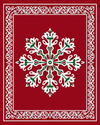 Red Snowflake Ornate Border Rug