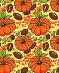 Autumn Orange Pumpkin Football Medley Rug