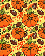Autumn Orange Pumpkin Football Medley Rug