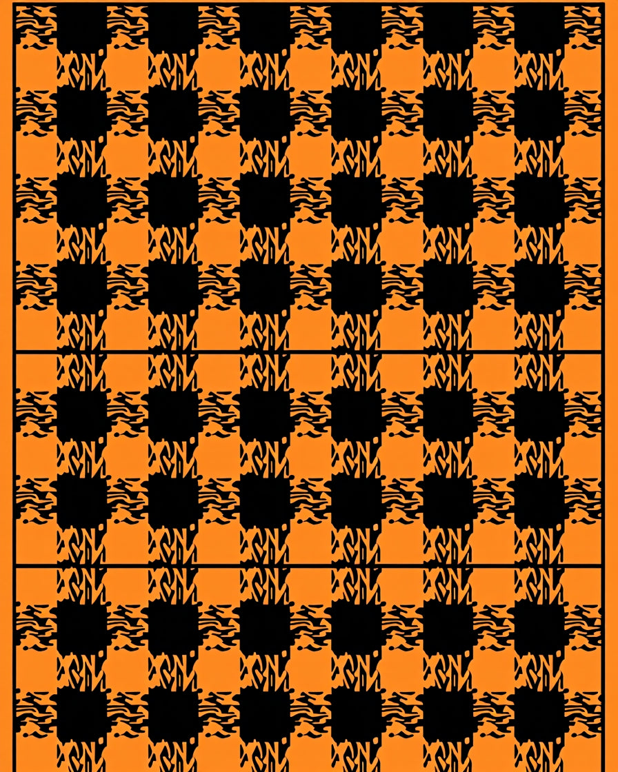 Vibrant Orange Black Gingham Check Rug