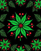 Festive Green Poinsettia Red Berry Rug