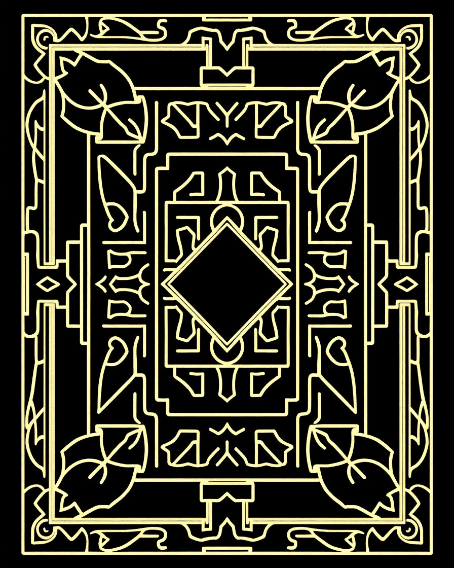 Art Deco Geometric Yellow Diamond Outline Rug