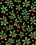 Red Berry Green Leaf Botanical Art Rug