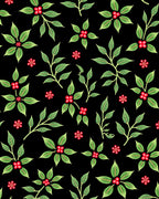 Red Berry Green Leaf Botanical Art Rug