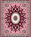 Pink Crimson Floral Medallion Border Rug