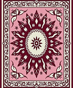 Pink Crimson Floral Medallion Border Rug