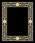 Golden Floral Scrollwork Medallion Border Rug