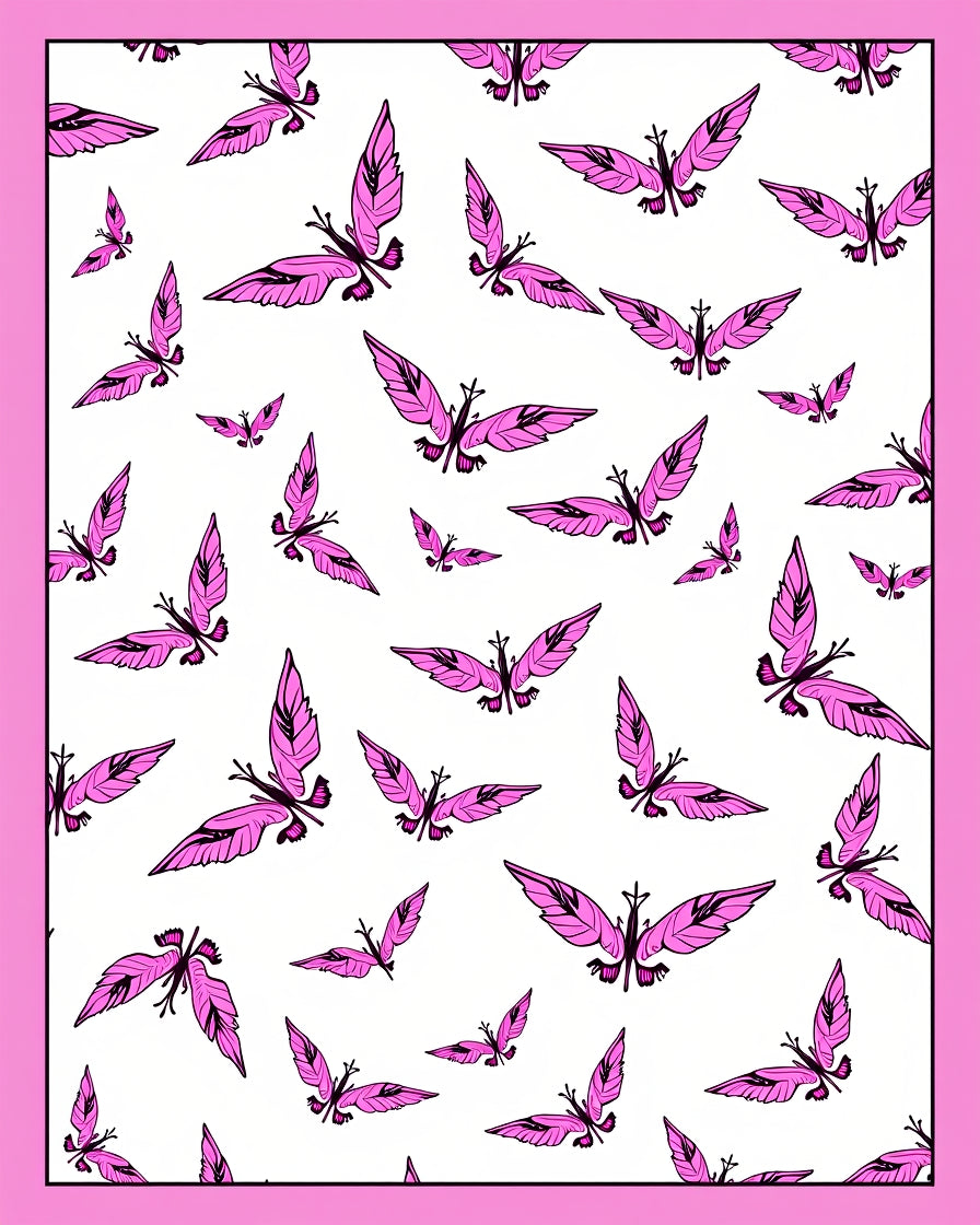 Pink Butterfly Swarm Composition Rug