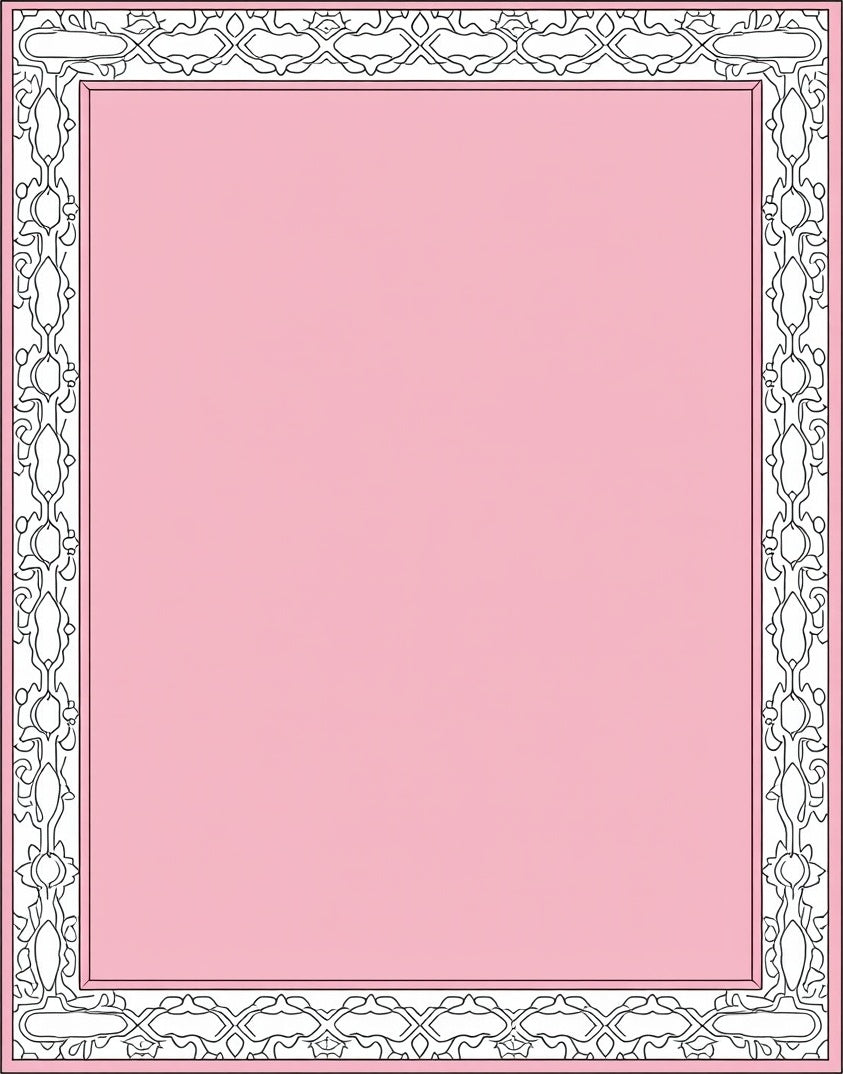 Pink Floral Medallion Border Rug