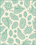Teal Paisley Botanical Floral Accent Rug