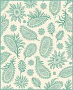 Teal Paisley Botanical Floral Accent Rug