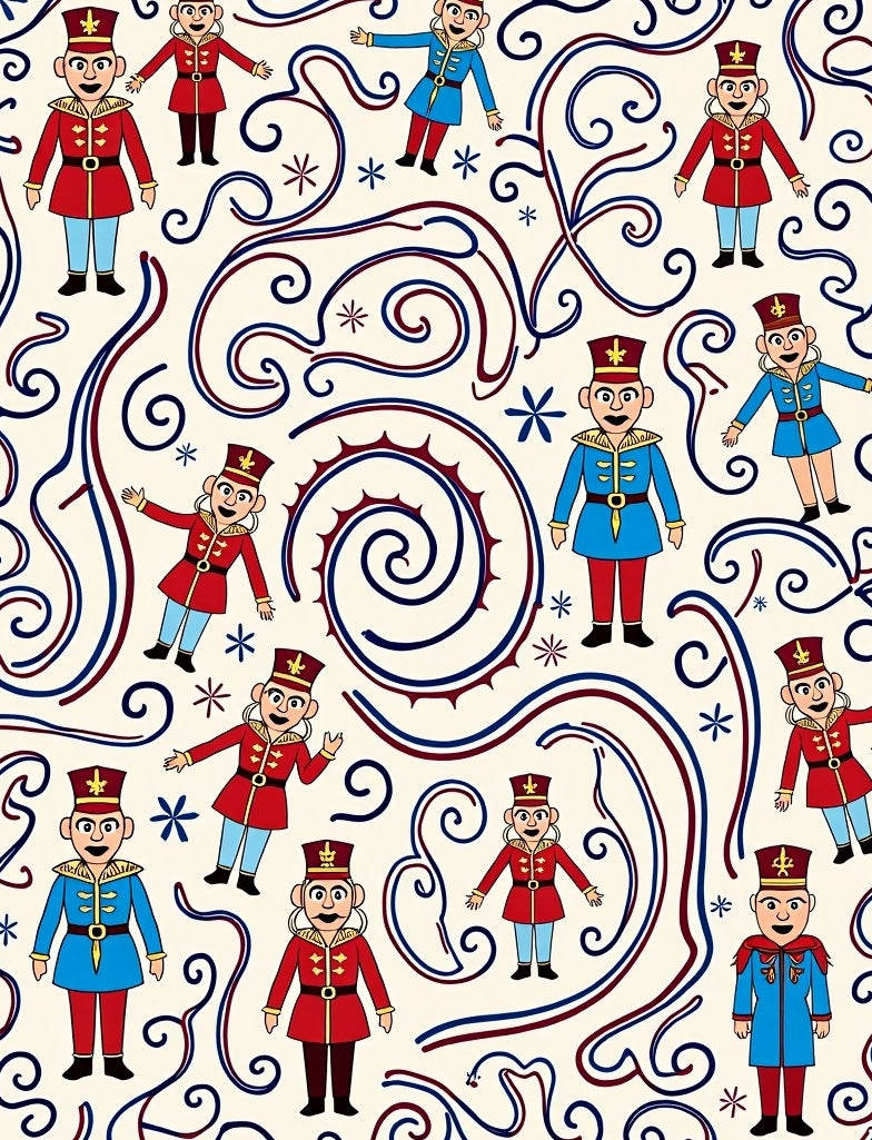 Festive Red Blue Soldier Swirl Rug