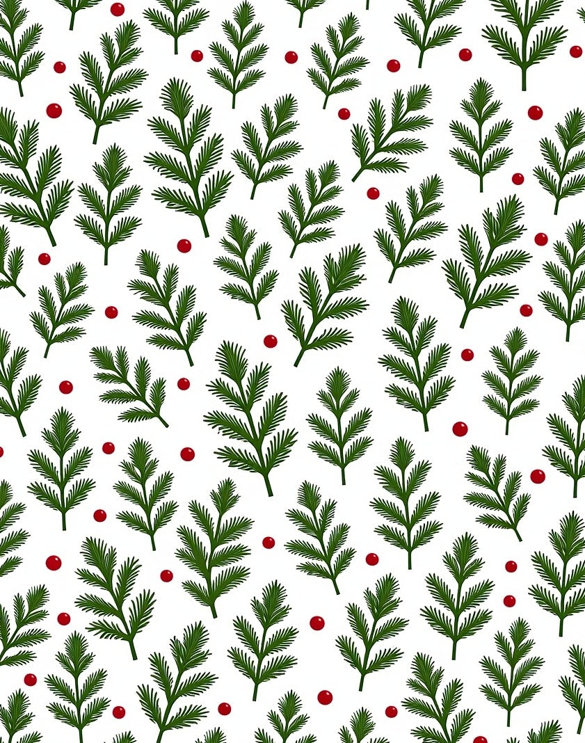 Christmas Evergreen Red Berry Foliage Rug