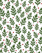 Christmas Evergreen Red Berry Foliage Rug