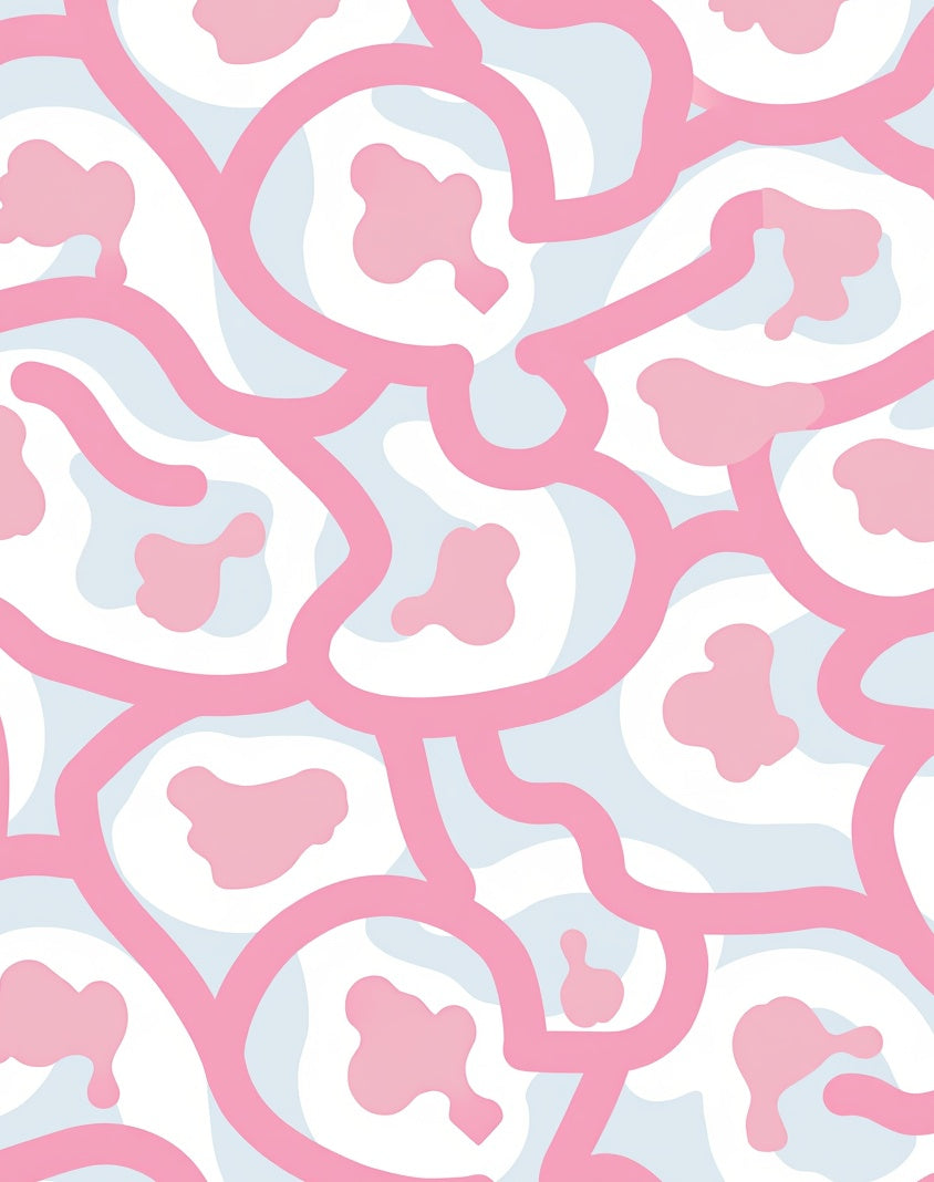 Kawaii Pink Cow Spots Abstract Rug