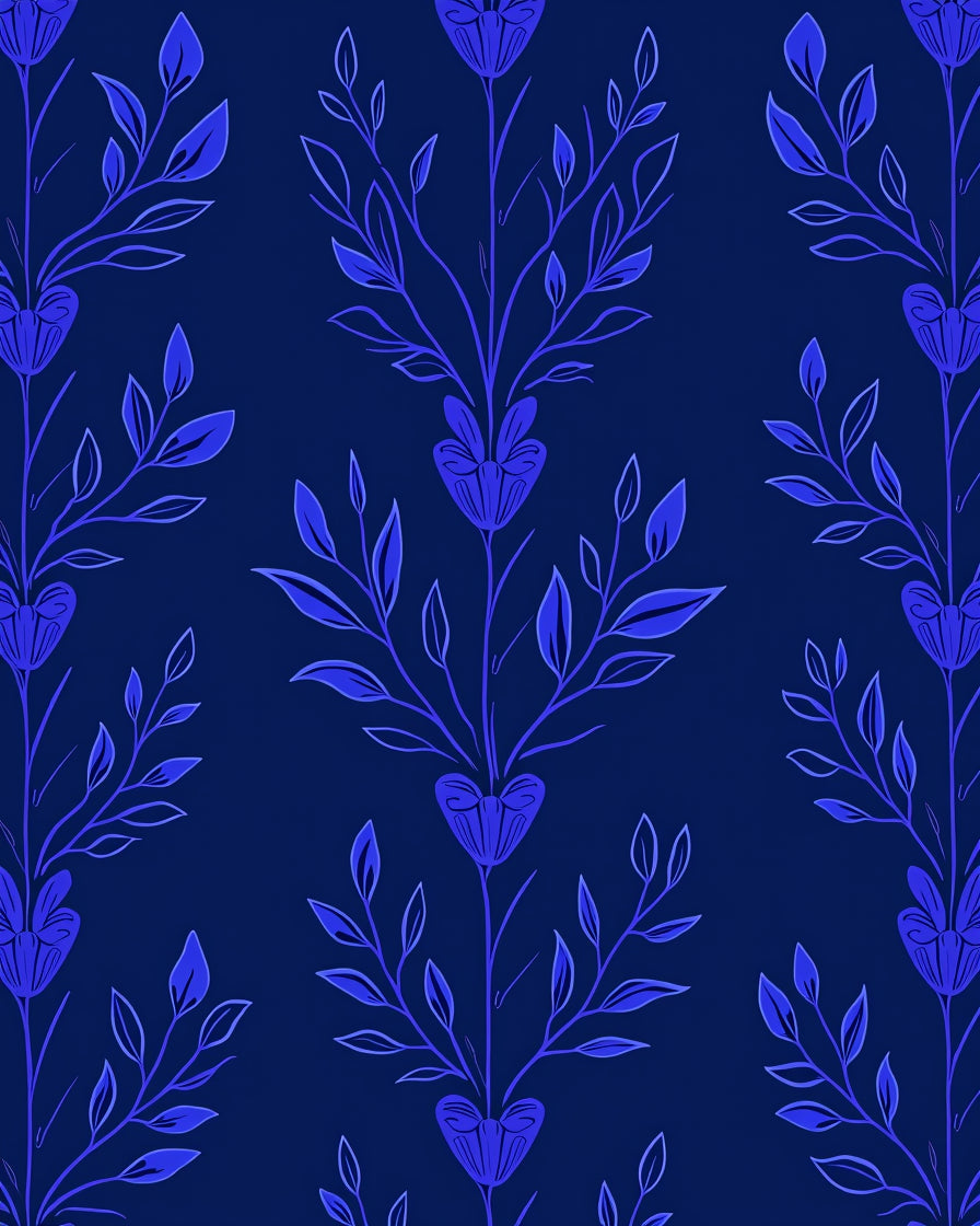 Enchanting Cobalt Floral Vine Rug