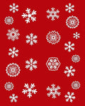 Red White Intricate Snowflake Medley Rug