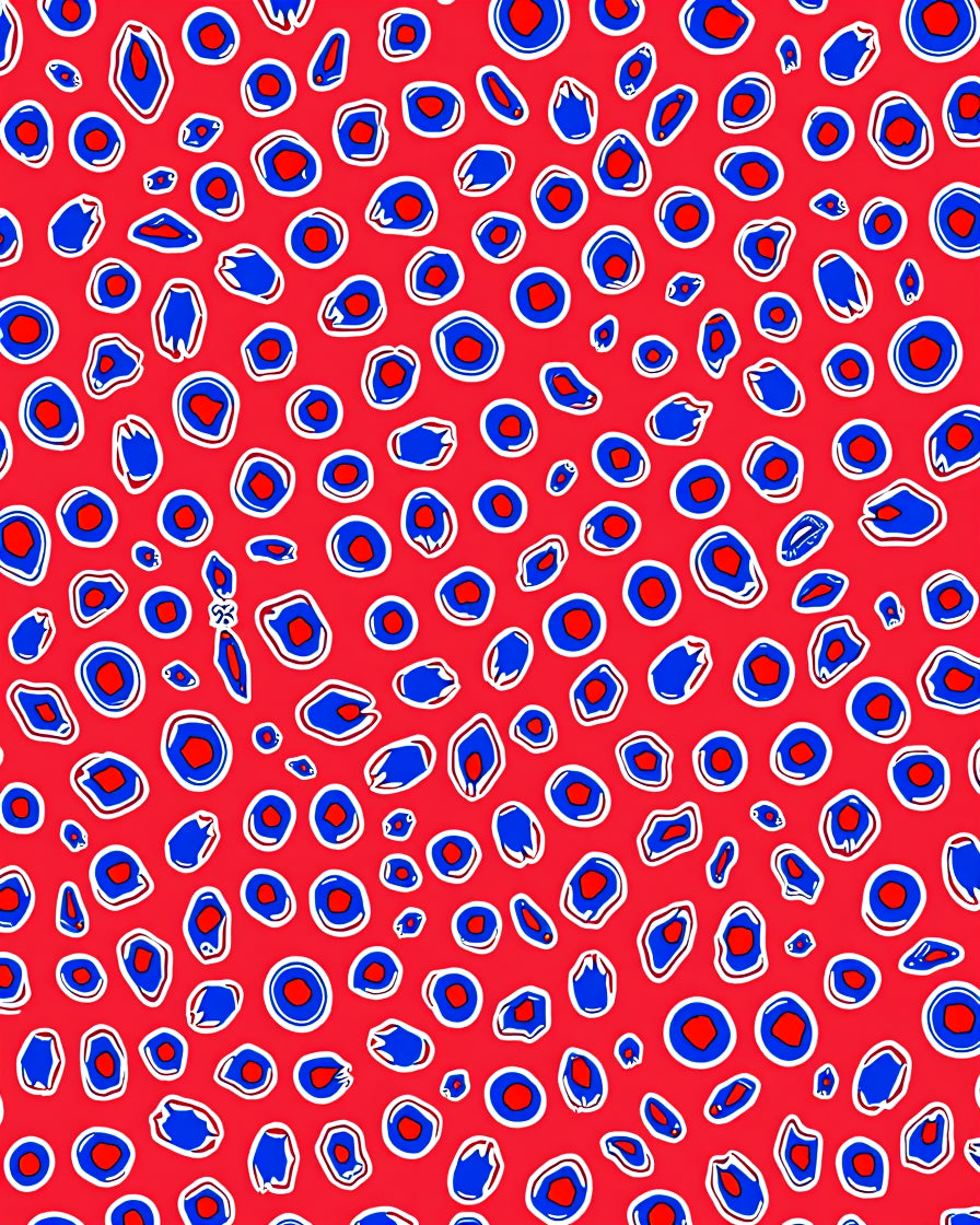 Bold Red Blue Ocular Spots Rug