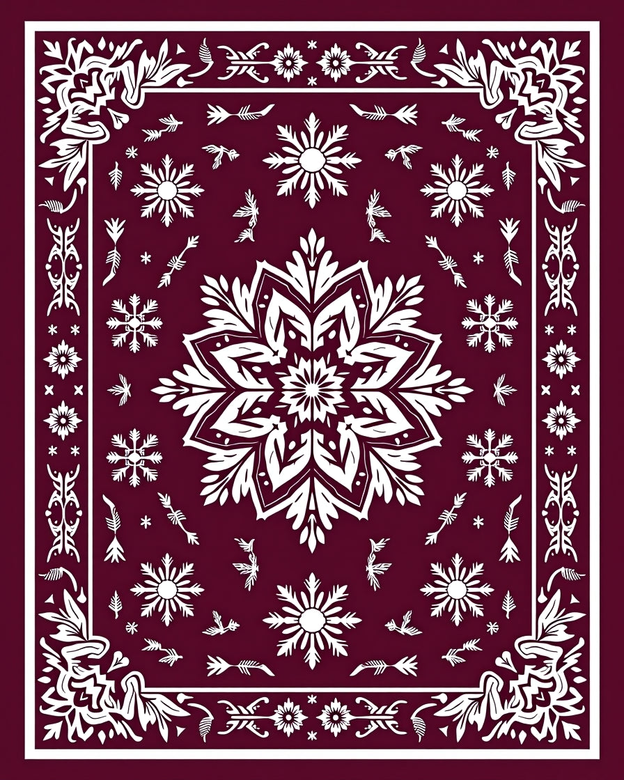 Deep Red Snowflake Medallion Rug
