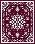 Deep Red Snowflake Medallion Rug