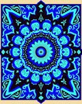 Vibrant Blue Floral Mandala Medallion Rug