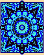 Vibrant Blue Floral Mandala Medallion Rug