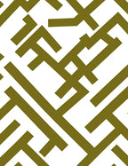 Olive Green Geometric Maze Rug