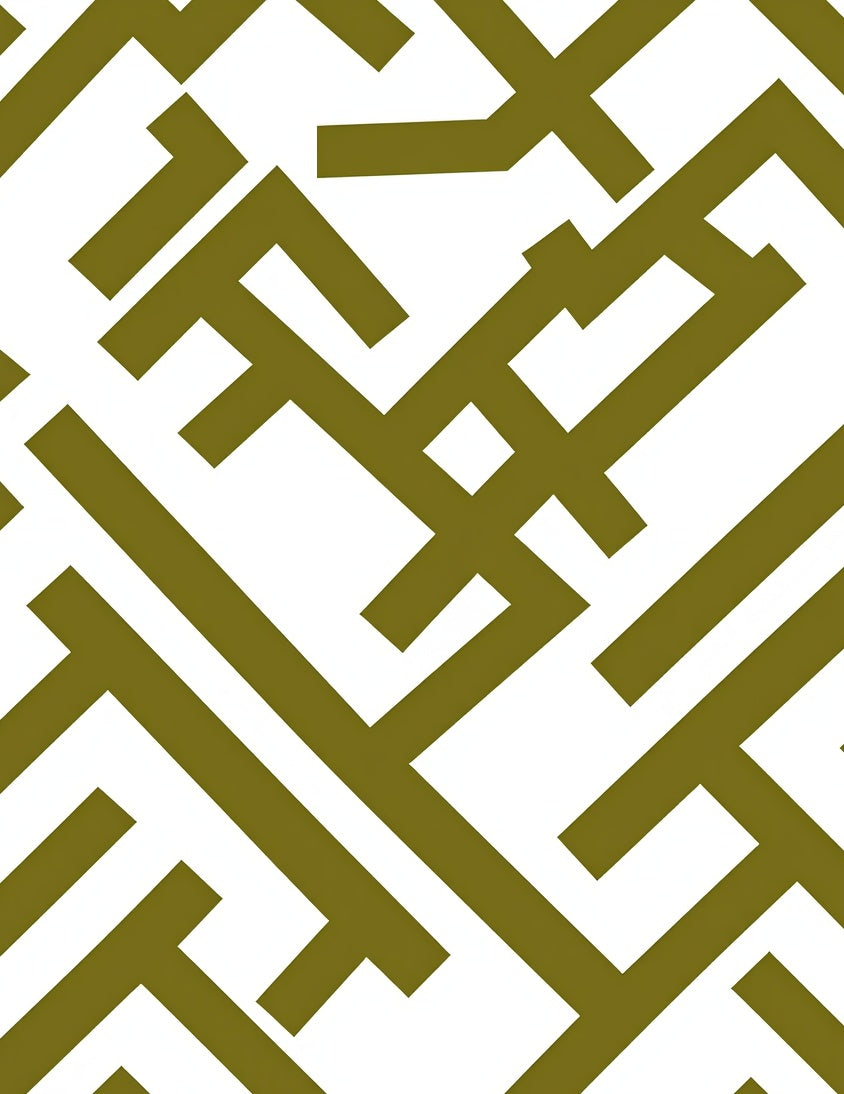 Olive Green Geometric Maze Rug